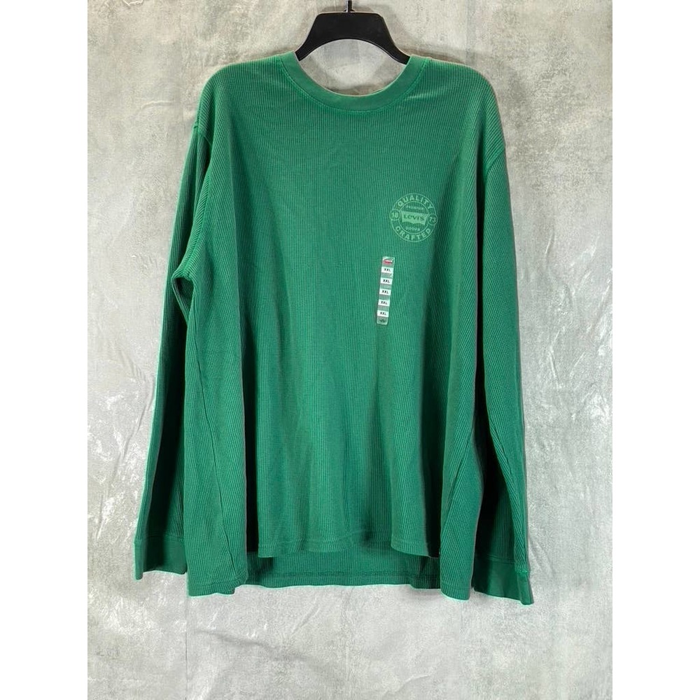 Levi's Men's Green Thermal Logo Standard-Fit Crewneck Pullover T-Shirt SZ 2XL
